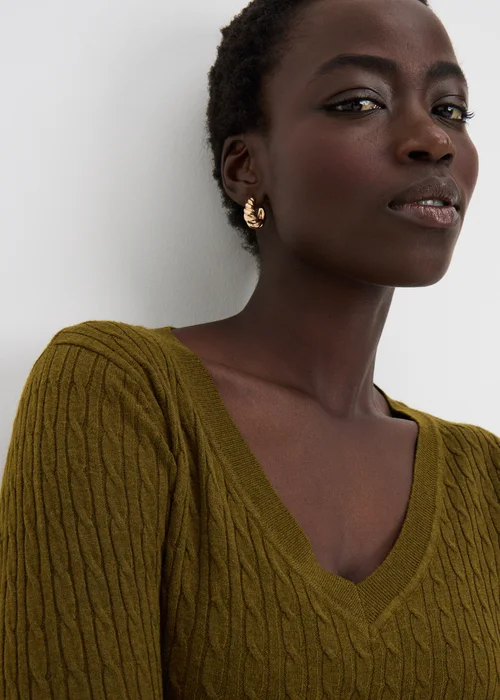 Khaki Babycable Knitted Jumper - 8 Image 3