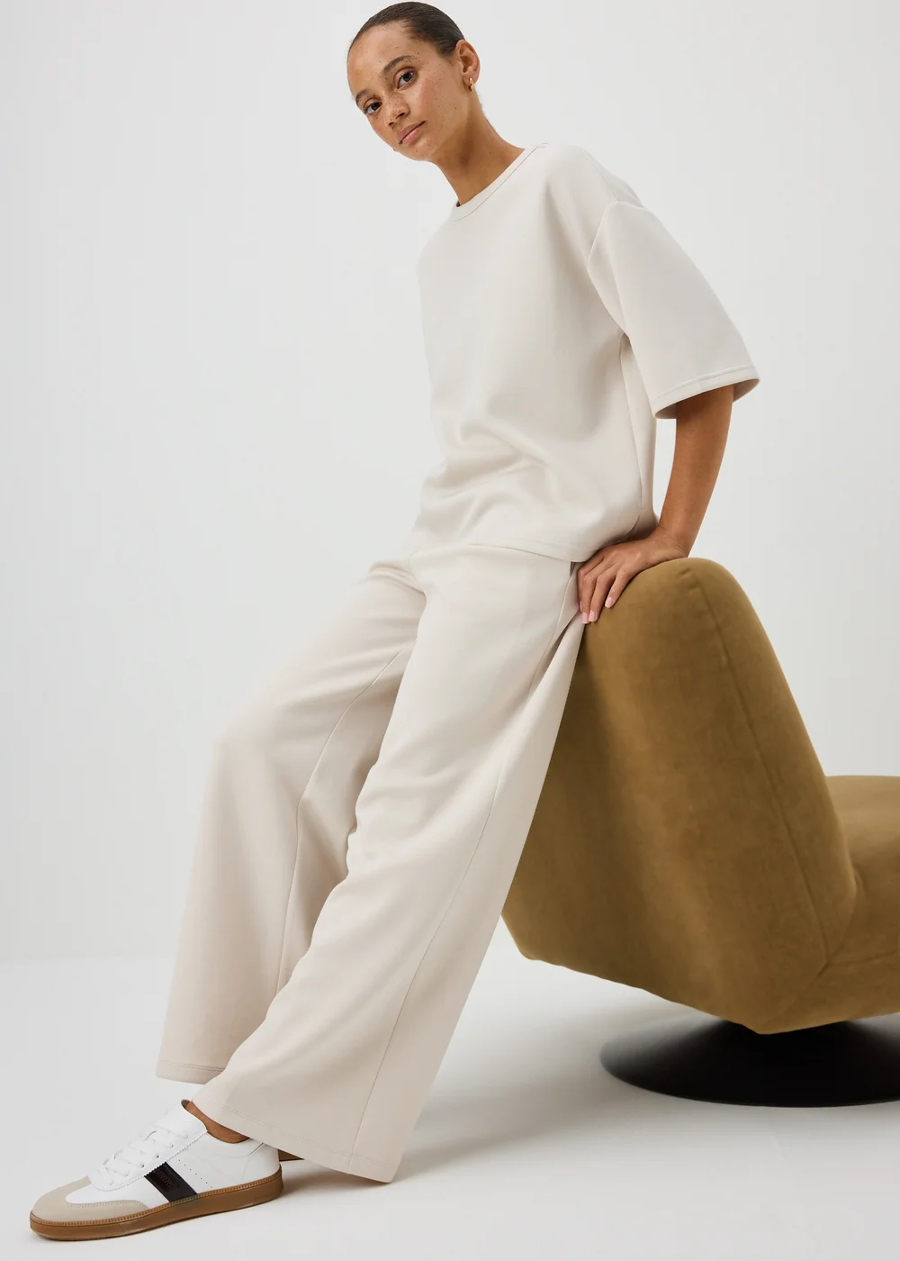 Stone Wide Leg Co Ord Trousers - 18/L29 Image 1
