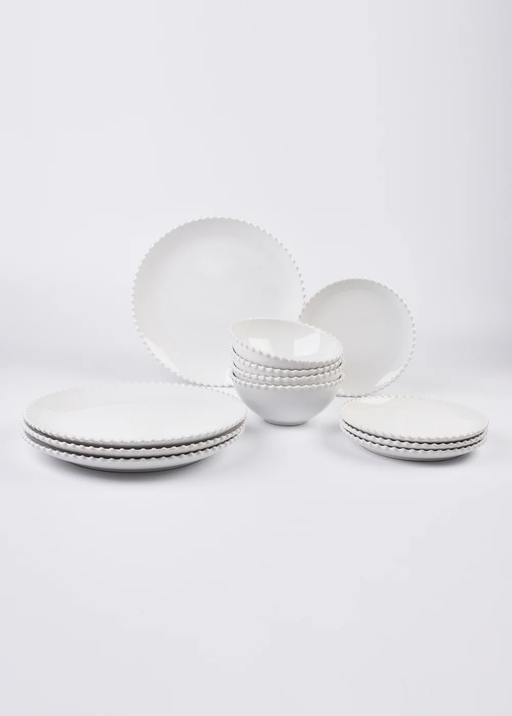 12 Piece White Bobble Dinner Set Image 1
