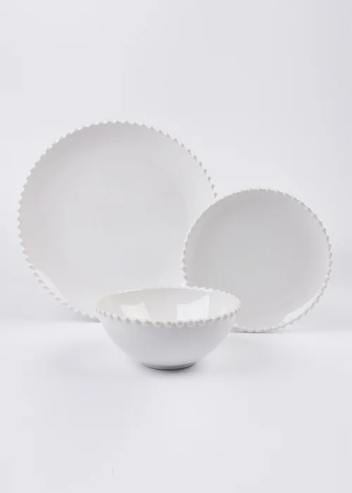 12 Piece White Bobble Dinner Set Image 2