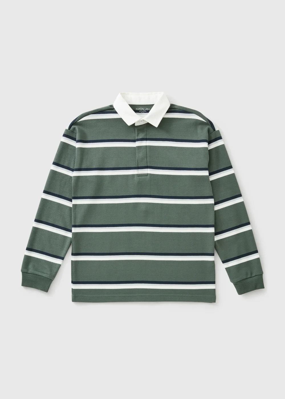 Boys Green Stripe Long Sleeved Rugby Top (7-15 Yrs) - 7 Yrs Image 1