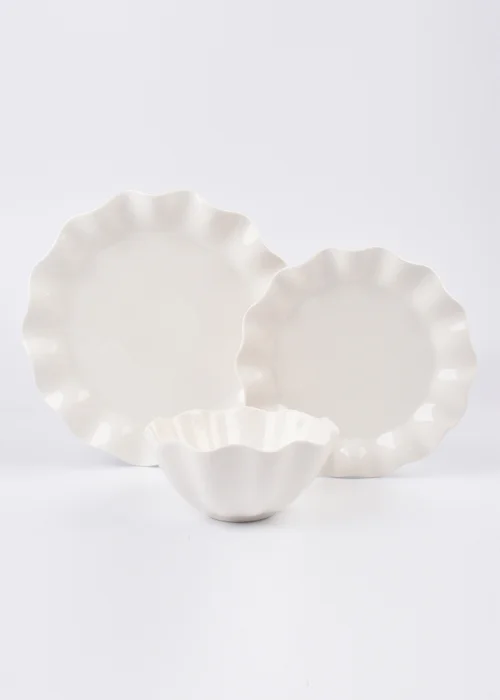 12 Piece White Wave Dinner Set Image 1