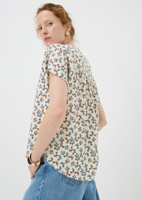 Cream Floral Popover Blouse - 20 Image 3