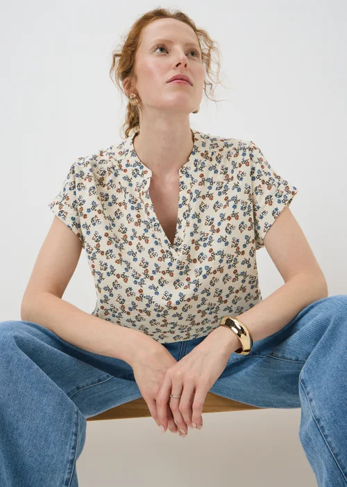Cream Floral Popover Blouse - 20 Image 1