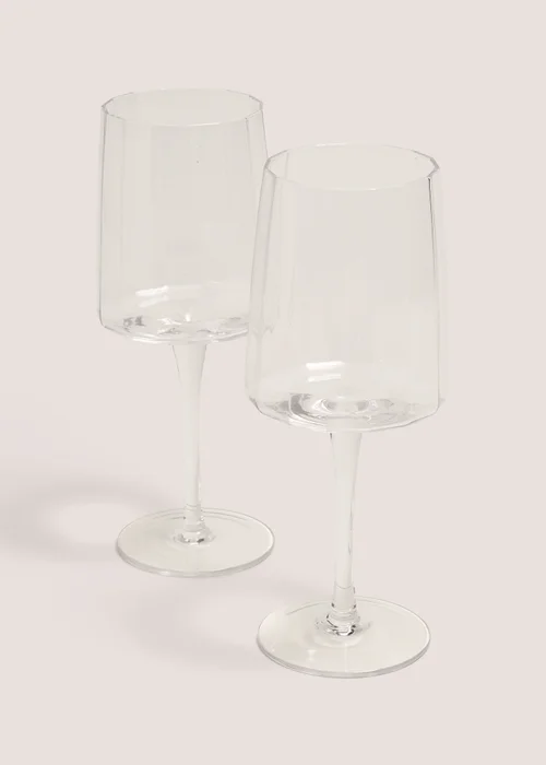 2 Pack Clear Ridged Wine Glasses Image 1
