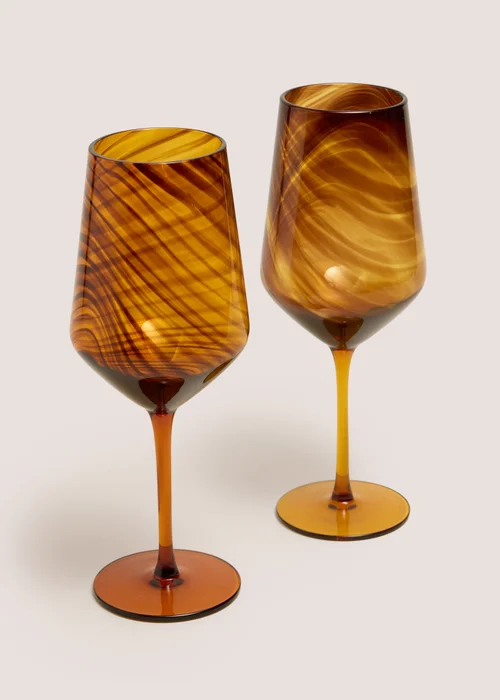 2 Pack Brown Swirl Wine Glasses Image 1