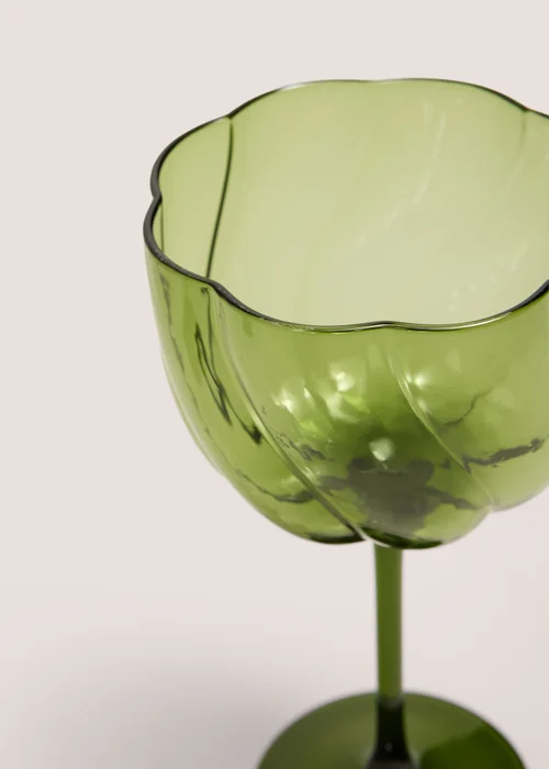 2 Pack Green Ridged Wine Glasses Image 2