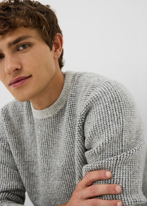 Grey Textured Jumper - S Image 3