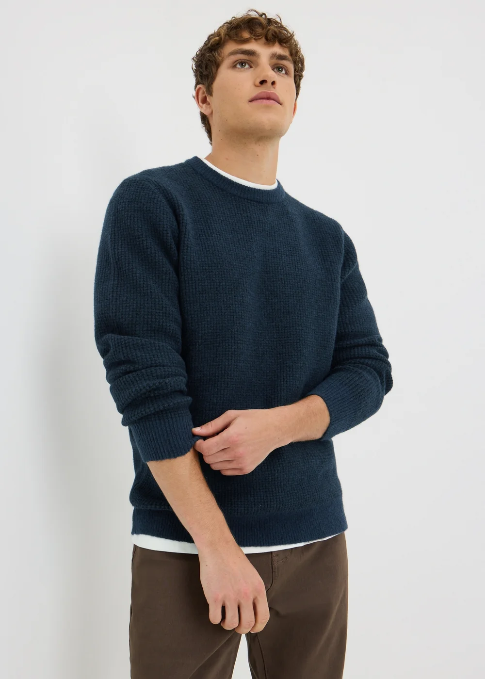Navy Textured Jumper - S Image 1