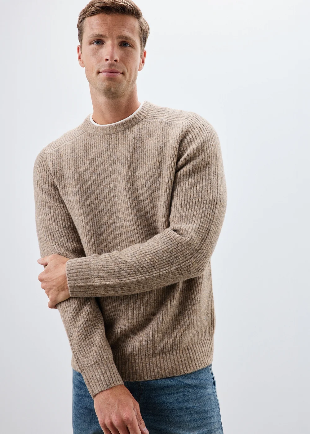 Stone Knitted Ribbed Jumper - S Image 1