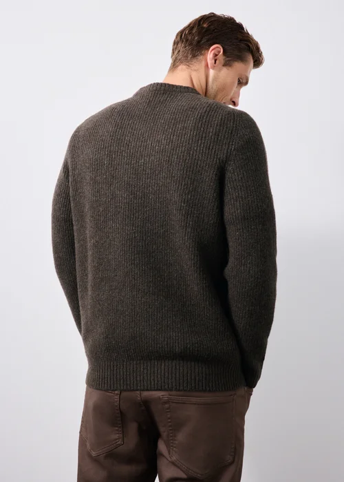 Brown Ribbed Knitted Jumper - S Image 2