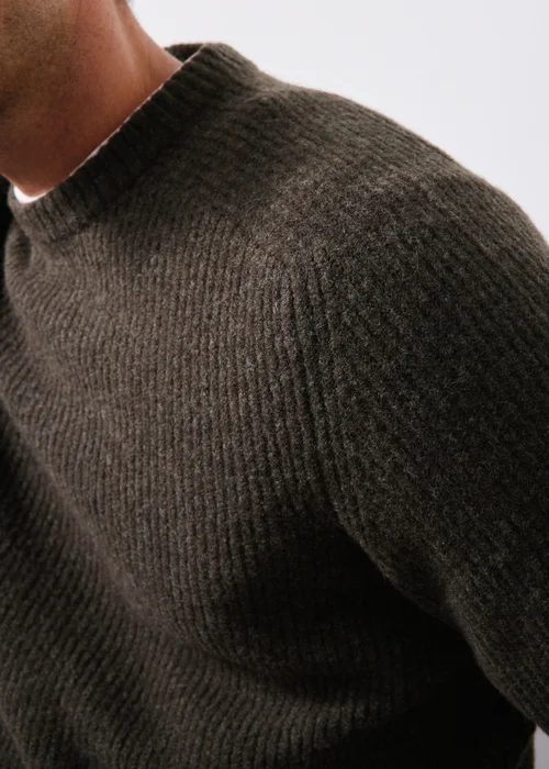 Brown Ribbed Knitted Jumper - S Image 3