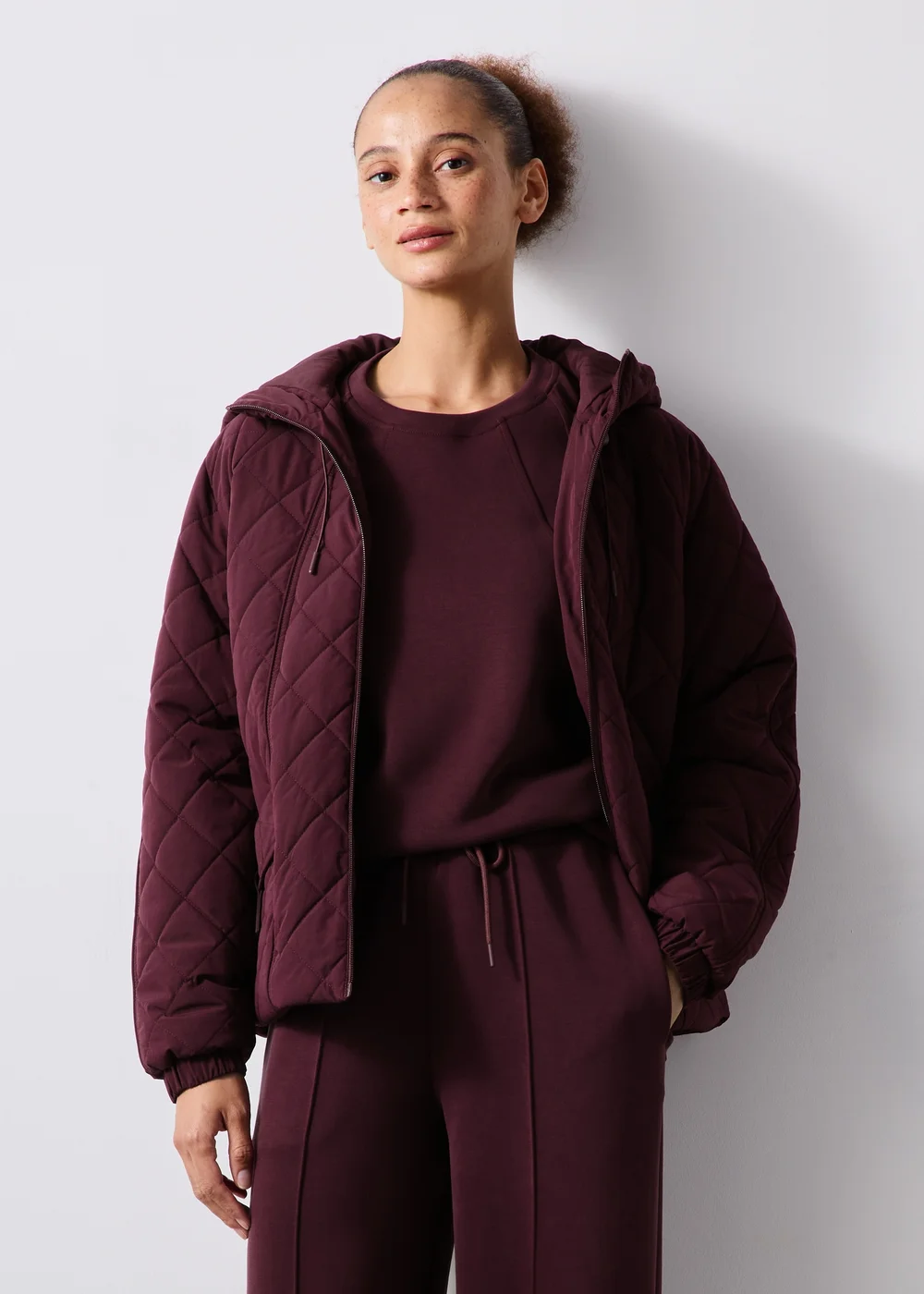 Souluxe Burgundy Quilted Jacket - M Image 4