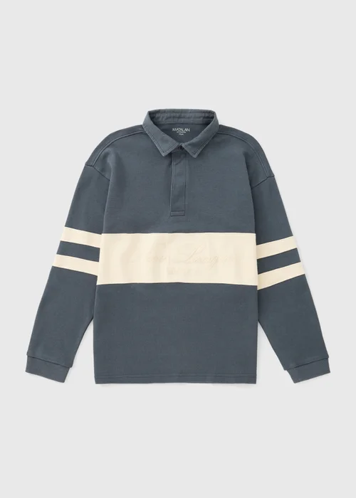 Boys Blue Washed Rugby Shirt (7-15yrs) - 8 Yrs Image 1