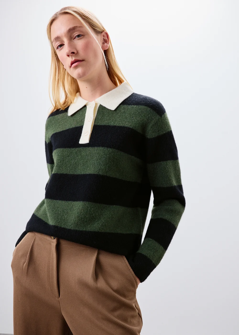 Green Stripe Rugby Top - XS Image 1
