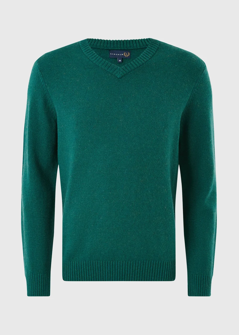 Lincoln Teal Lambswool V-Neck Jumper - S Image 1