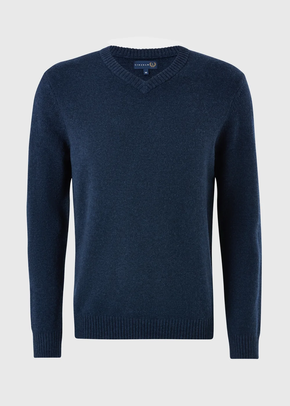 Lincoln Navy Lambswool V Neck Jumper - S Image 1