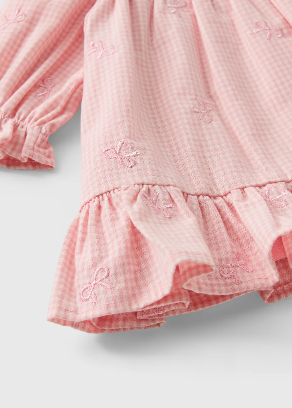 Pink Gingham Bow Dress & Tights (0-23mths) - Up to 1 Month Image 2