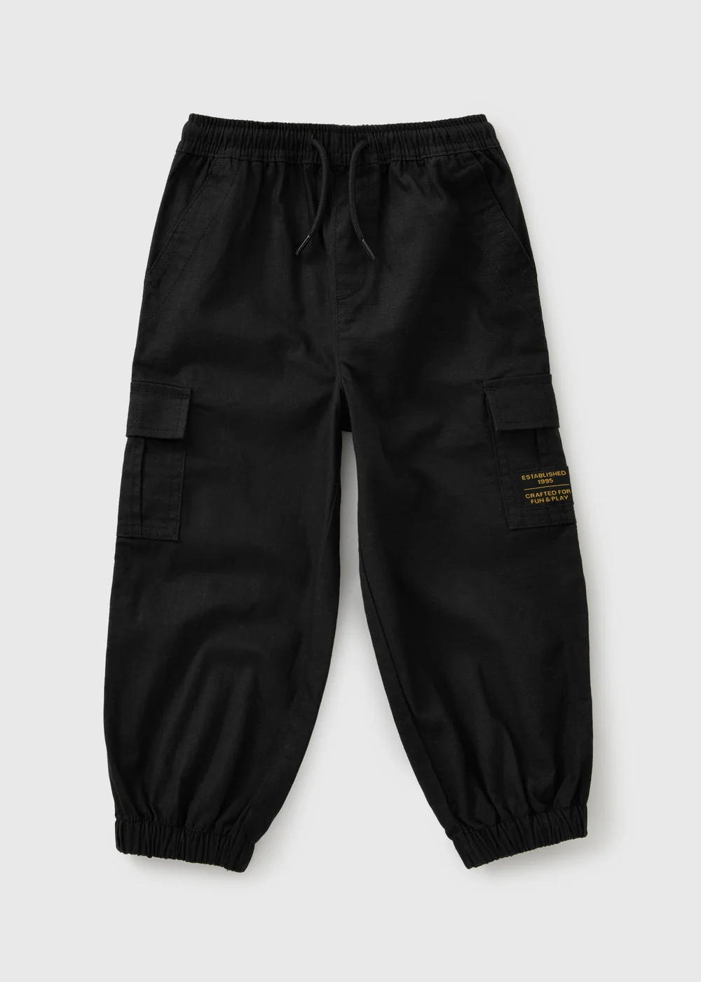 Boys Black Cargo Trousers (1-8 Yrs) - 1-1.5 Yrs Image 1