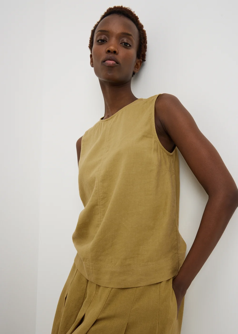 Lime Linen Blend Co Ord Vest Top - 8 Image 1