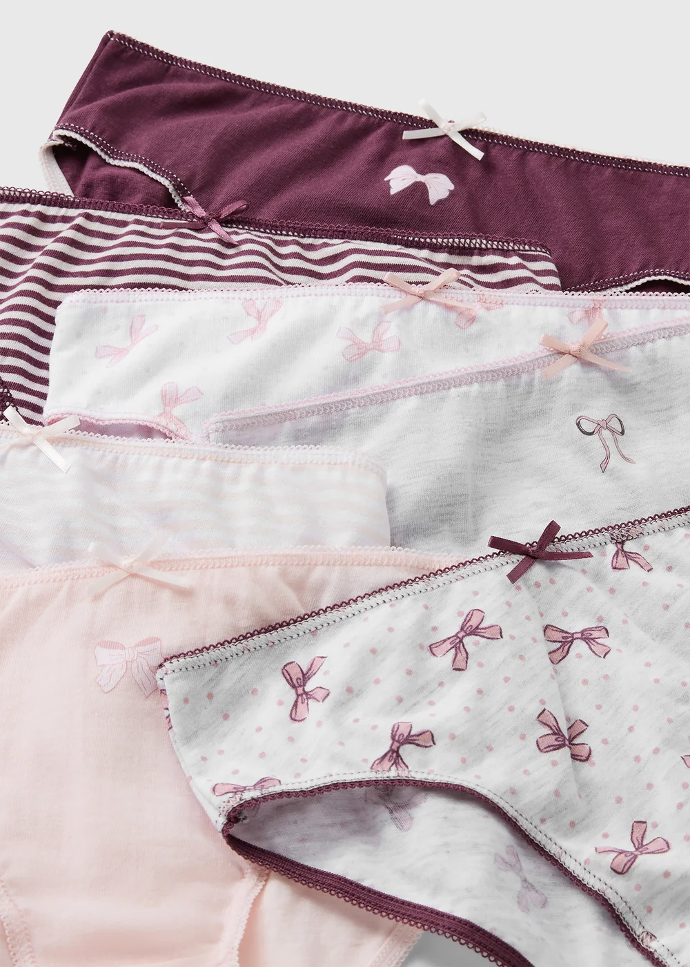 7 Pack Burgundy Bow Print Briefs (1.5-13yrs) - 1.5 - 2 Yrs Image 2