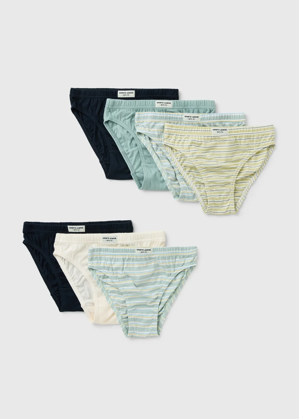 7 Pack Boys Green Striped Design Briefs (1.5-11 Yrs) - 1.5 - 2 Yrs Image 1