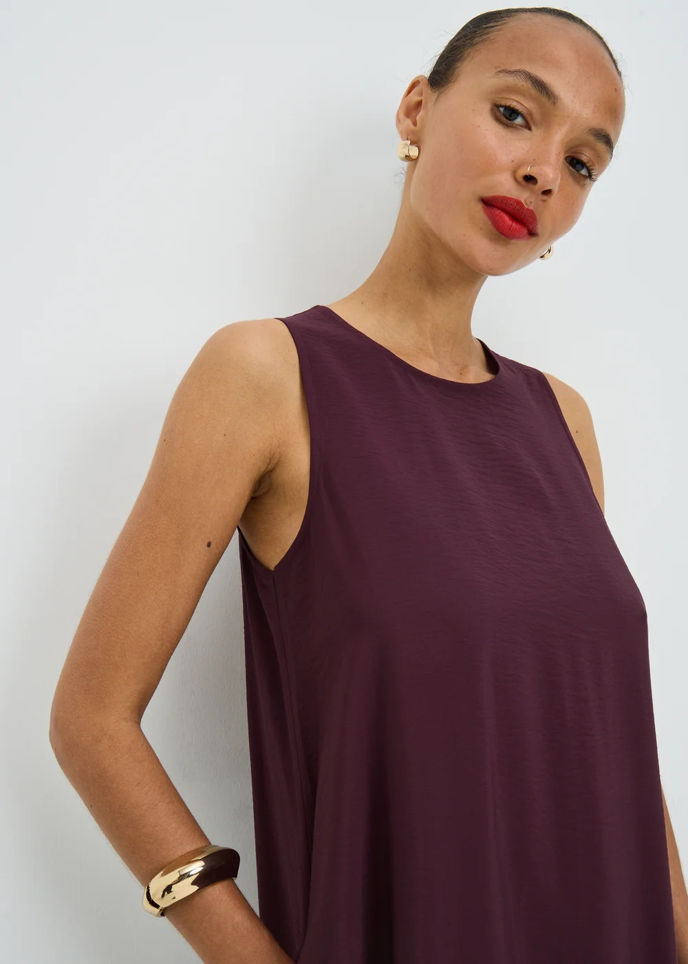 Wine Trapeze Maxi Dress - 12 Image 3