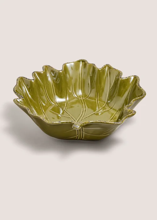 Large Green Leaf Serving Bowl Image 1