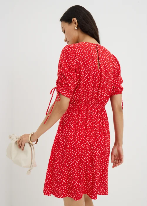 Red Floral Mini Tea Dress - 16 Image 1