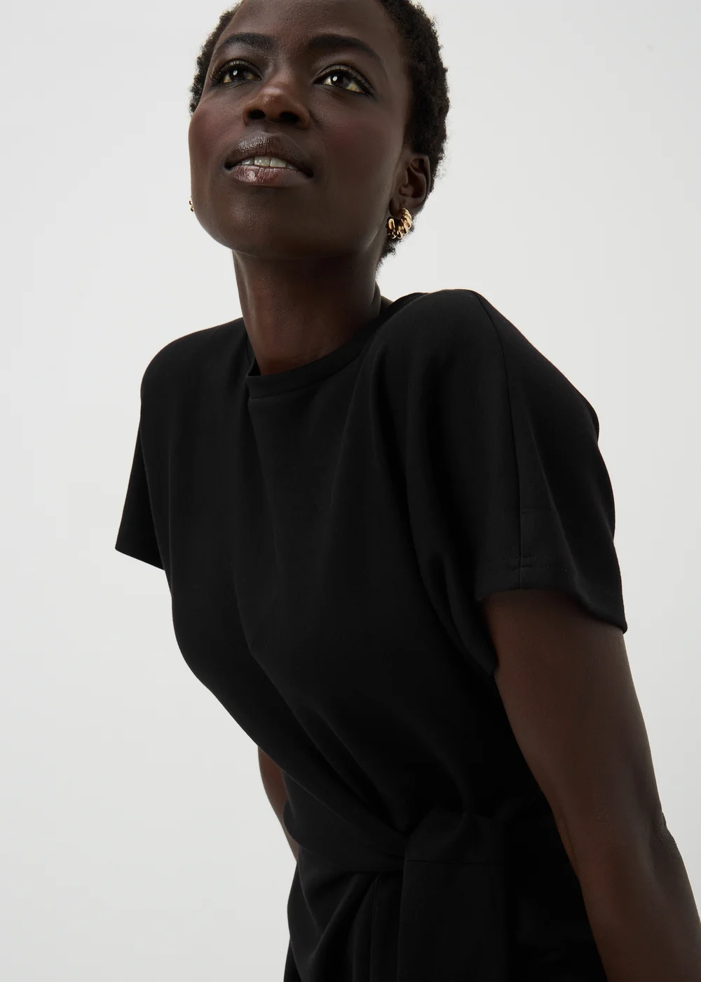 Black Scuba Tie Waist Midi Dress - 22 Image 2