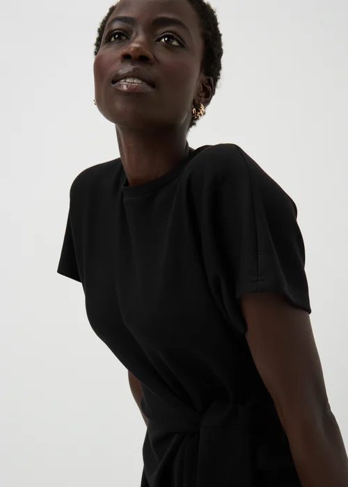 Black Scuba Tie Waist Midi Dress - 22 Image 2