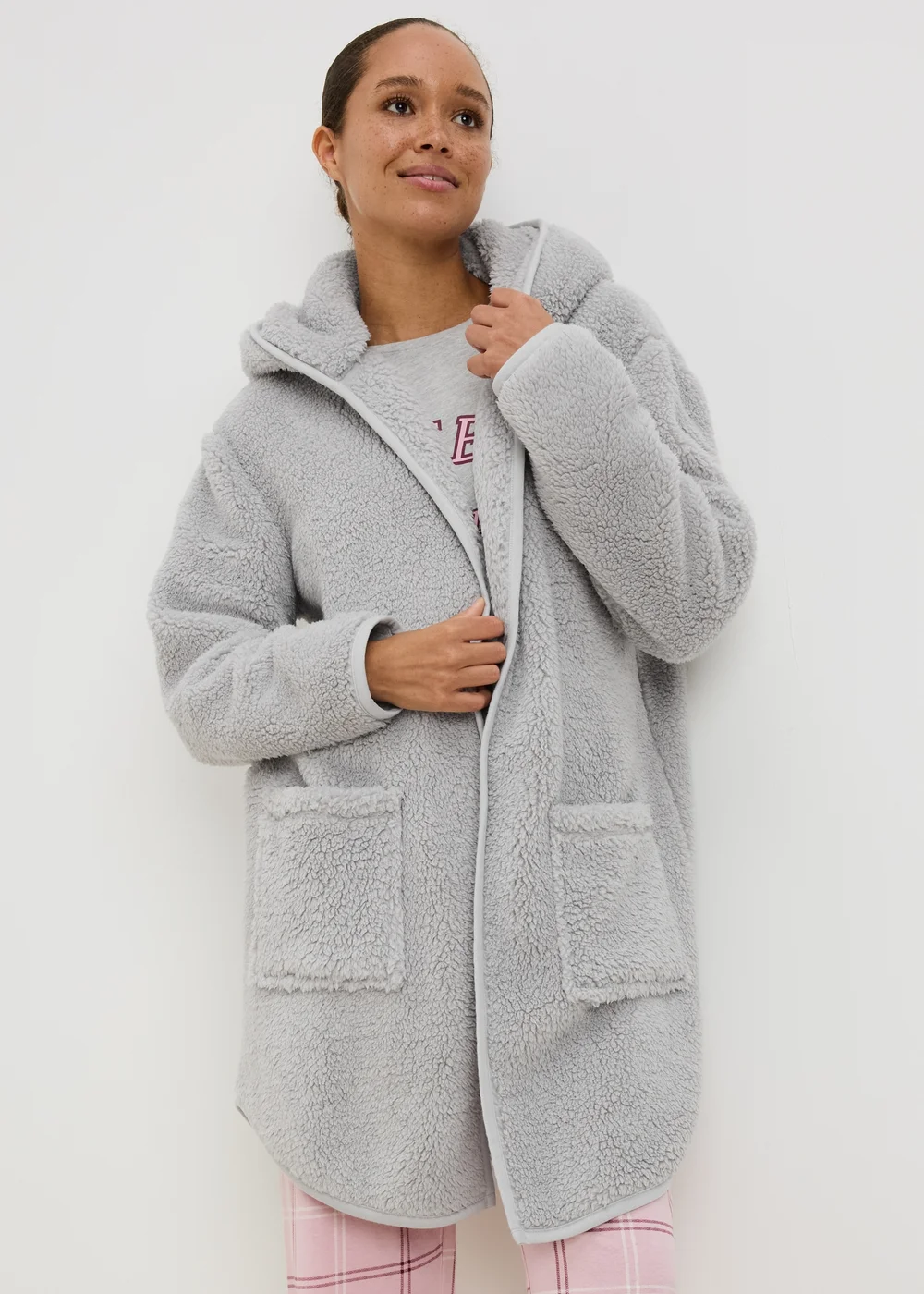 Grey Fleece Hooded Cardigan - XS Image 1