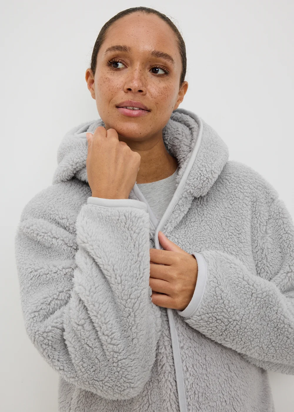 Grey Fleece Hooded Cardigan - XS Image 2