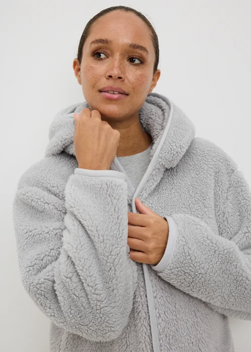 Grey Fleece Hooded Cardigan - XS Image 2