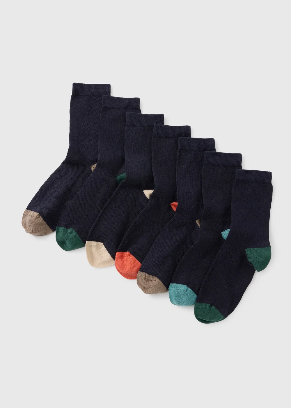7 Pack Boys Navy Coloured Toe Socks (Younger 6 - Older 6.5) - 6-8.5 Image 1