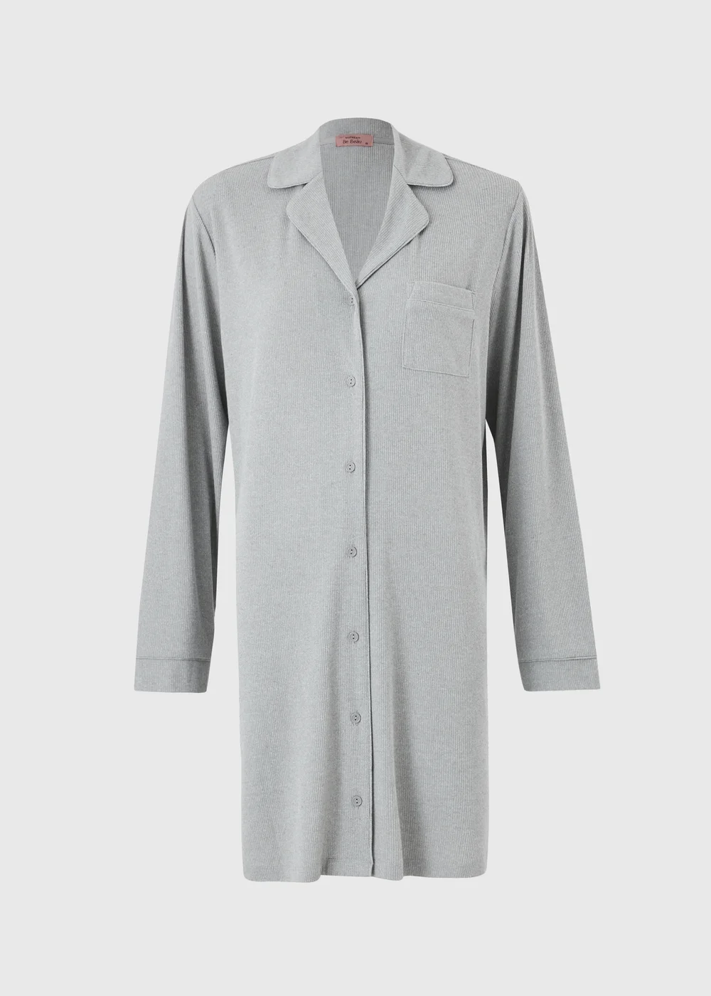 Grey Ribbed Traditional Nightie - XS Image 3