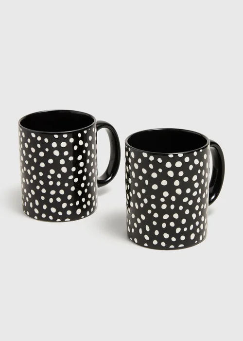 2 Pack Black Spotty Mugs Image 1