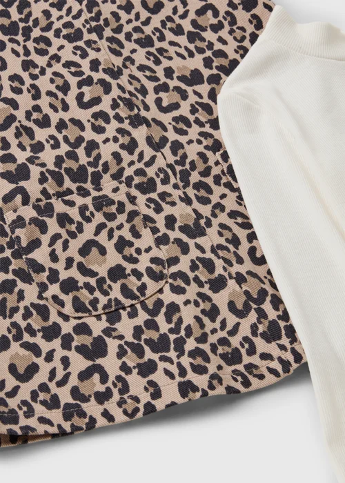 Girls 2 Piece Brown Leopard Pinafore Dress (1-7 Yrs) - 1-1.5 Yrs Image 2
