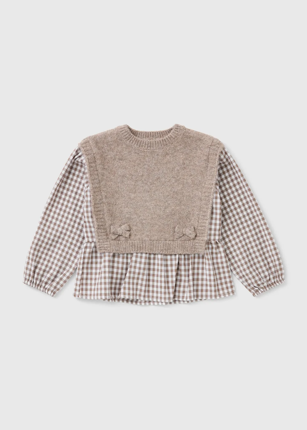 Girls Brown Woven Knit Blouse (1-8yrs) - 6-7 Yrs Image 1