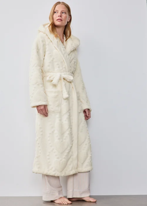 Cream Heart Hooded Dressing Gown - XS Image 1