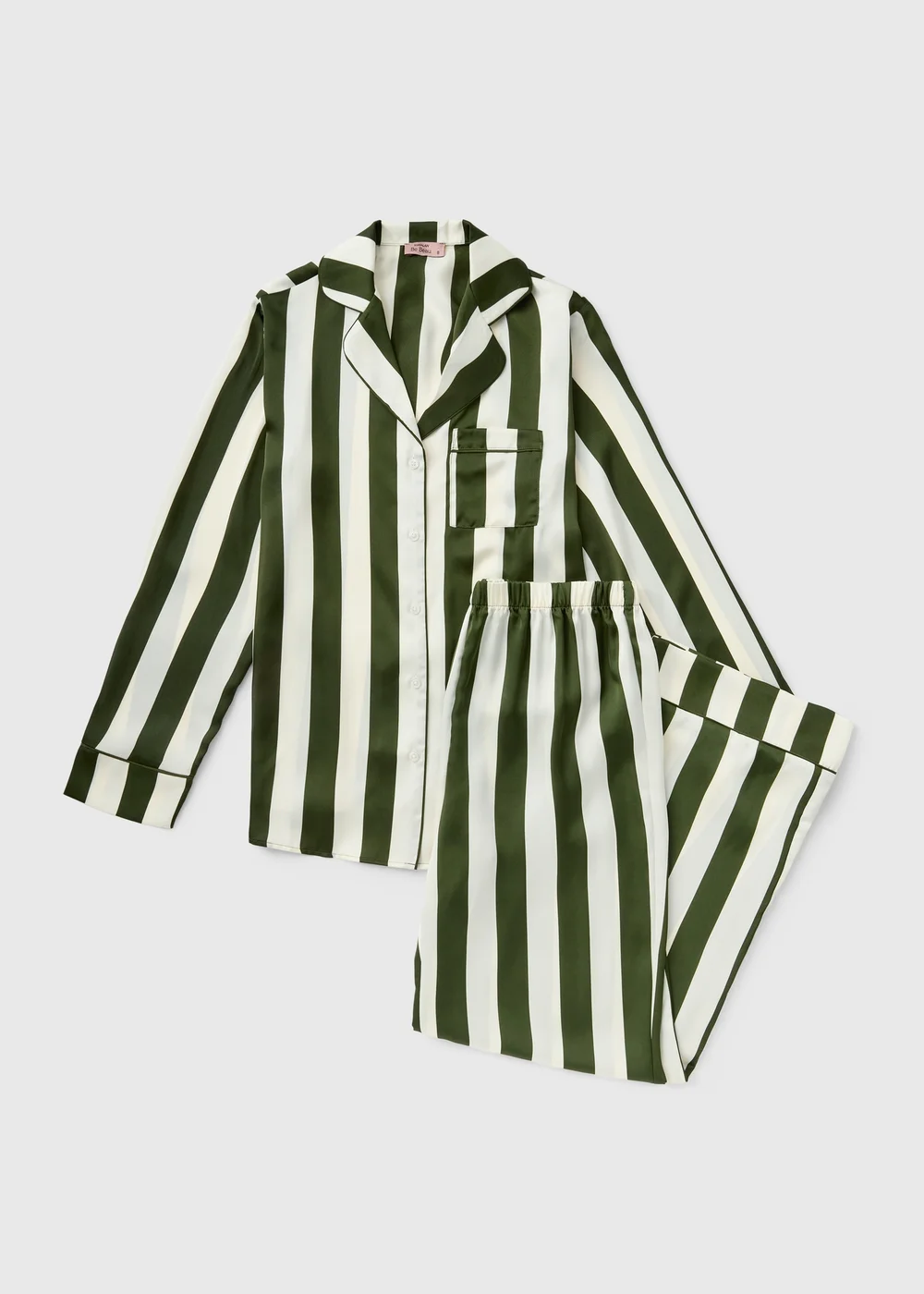Green Striped Satin Traditional Pyjamas - 8 Image 4