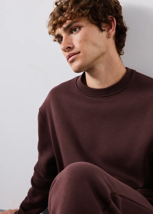 Burgundy Relaxed Crew Neck Sweatshirt - S Image 3