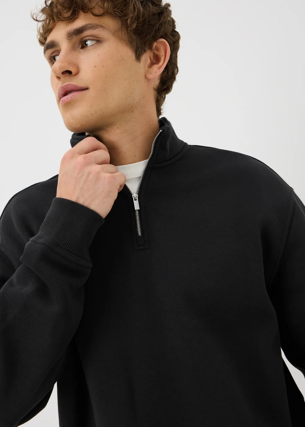 Black Relaxed 1/2 Zip Jumper - S Image 3