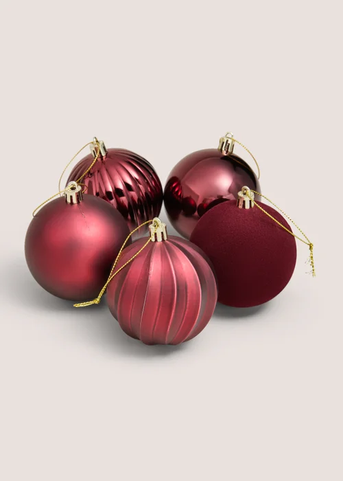 30 Pack Burgundy Bauble Pack Image 2