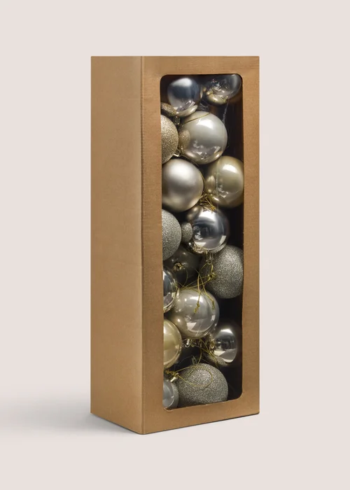 30 Pack Champagne Christmas Baubles Image 1