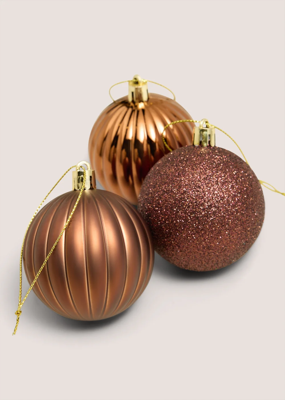 12 Pack Brown Assorted Baubles Image 2