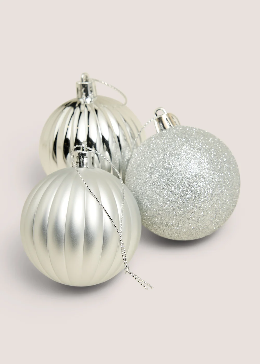 12 Pack Silver Baubles Image 2