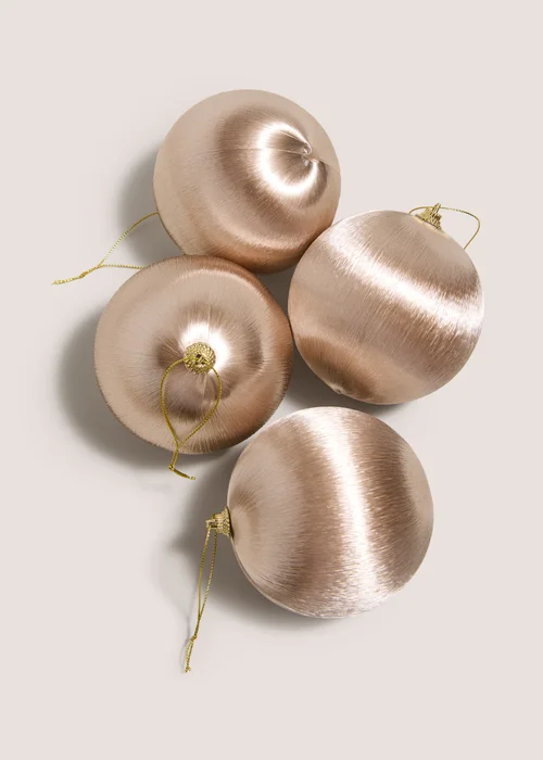 4 Pack Champagne Satin Baubles Image 2