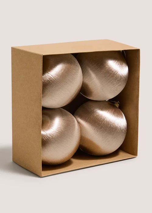 4 Pack Champagne Satin Baubles Image 1