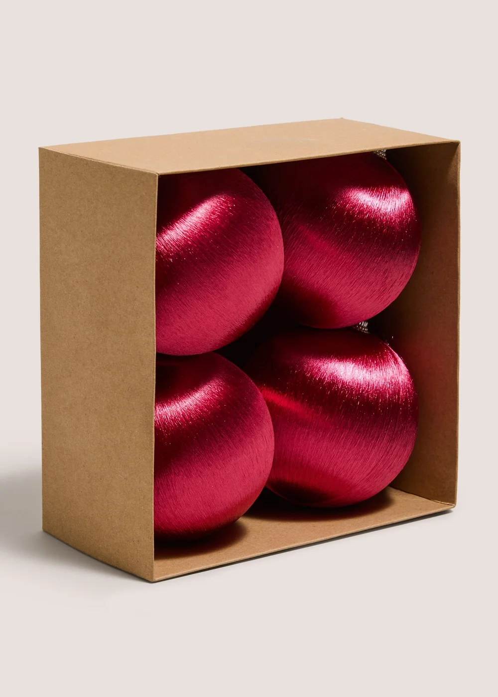 4 Pack Burgundy Satin Baubles Image 1